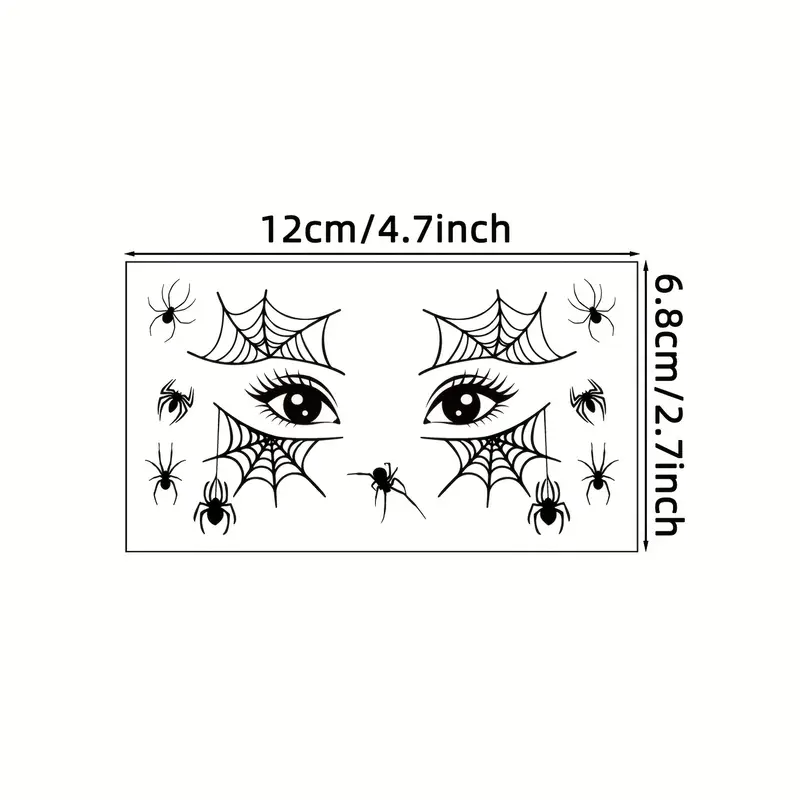 DarkAura | 10er-Pack Halloween Fake Tattoo Aufkleber – Schwarze Spinnennetzmuster für Gesicht, Arme und Partydekoration