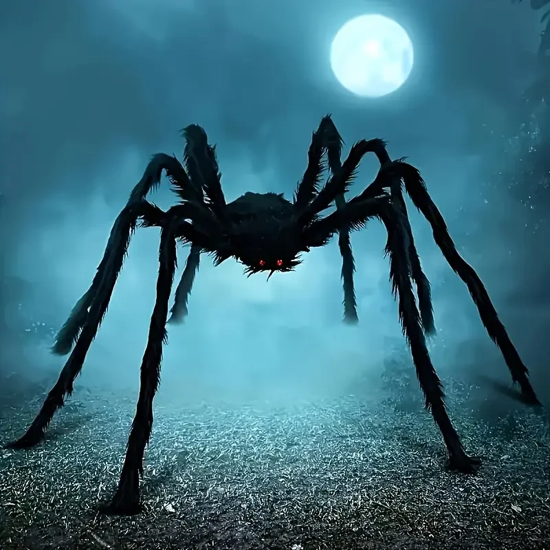 DarkCrawl Riesenspinne 150 cm – Schwarze Halloween Dekoration für Haus & Garten