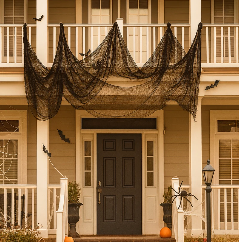 PhantomWeb Halloween Spinnennetz – Schwarzes Polyester für Innen & Außen