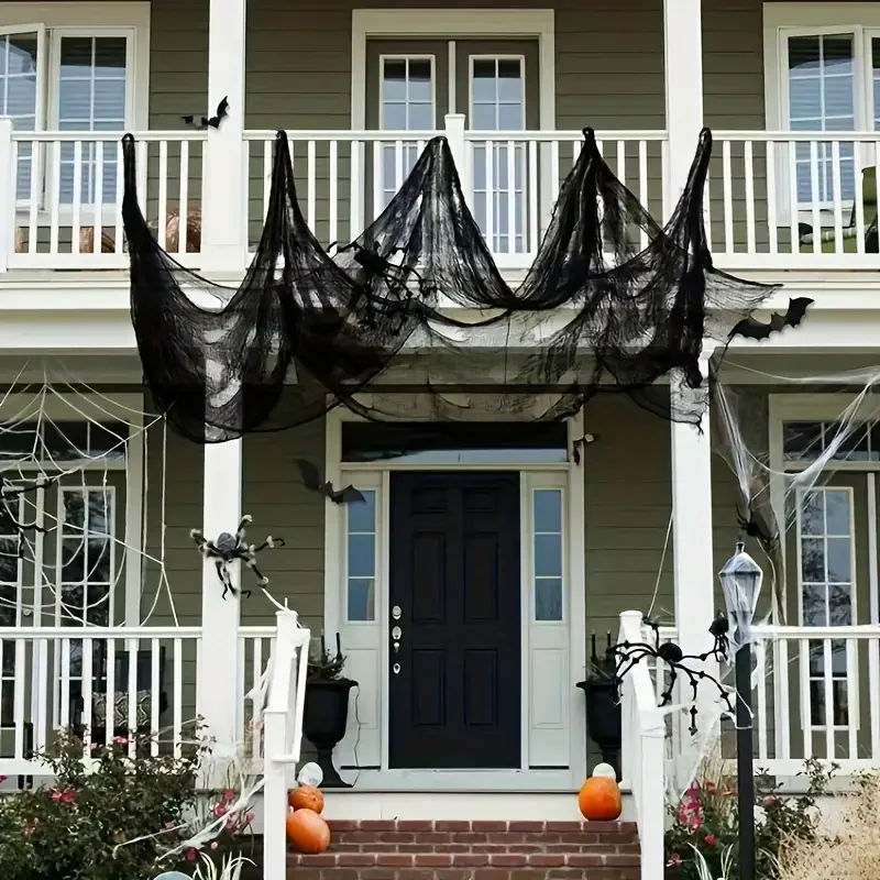 PhantomWeb Halloween Spinnennetz – Schwarzes Polyester für Innen & Außen