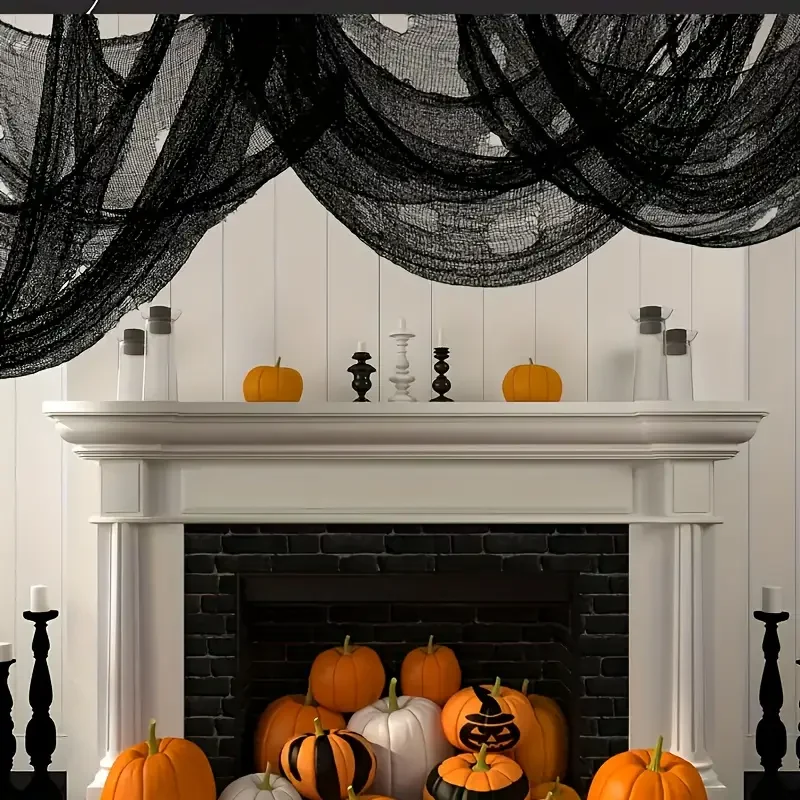 PhantomWeb Halloween Spinnennetz – Schwarzes Polyester für Innen & Außen