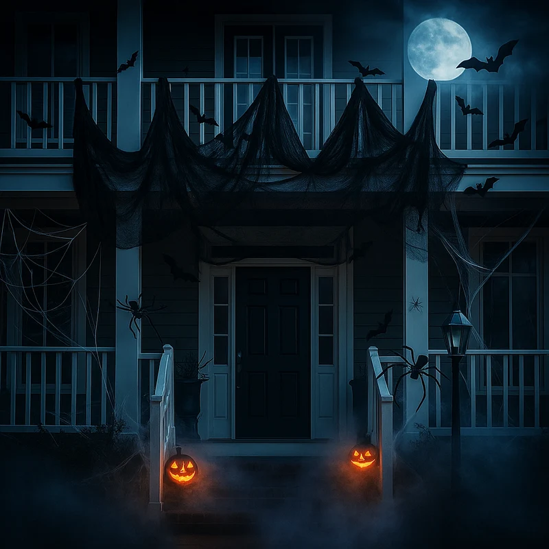 PhantomWeb Halloween Spinnennetz – Schwarzes Polyester für Innen & Außen