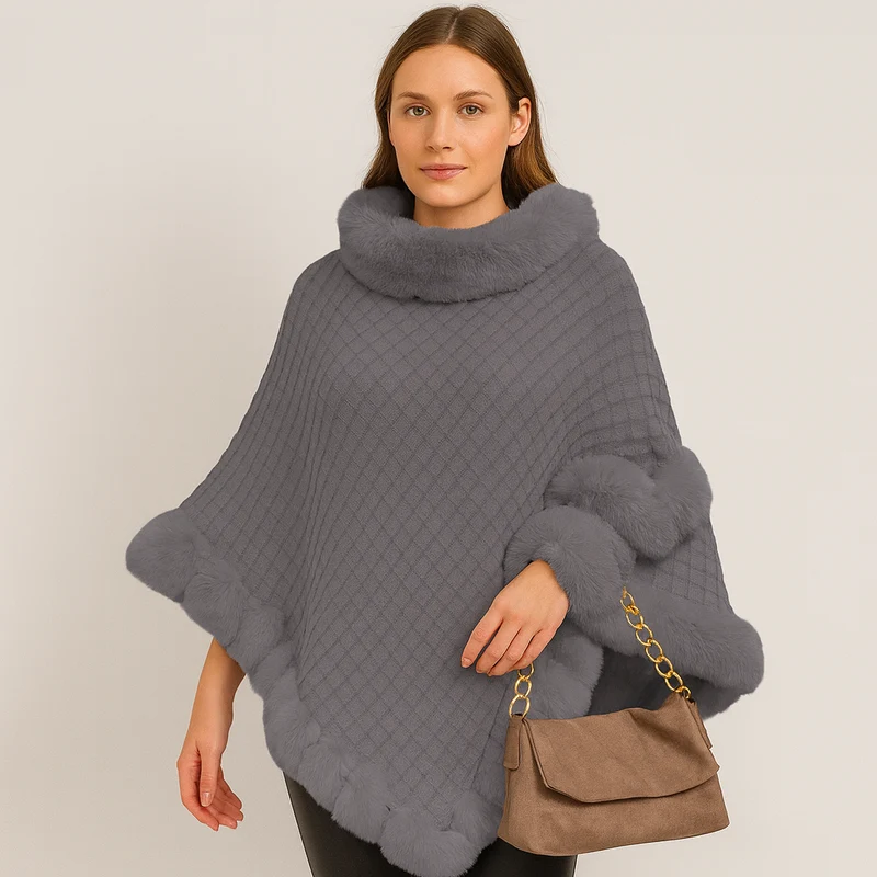 Maribeth | Cardigan mit Kunstpelzbesatz und asymmetrischem Saum