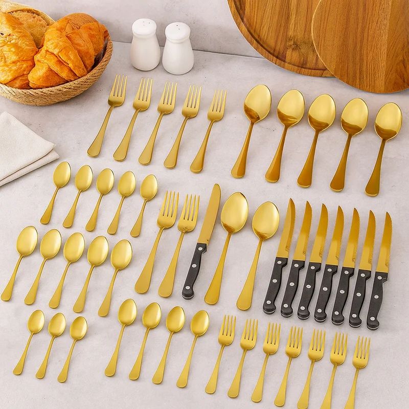 Silvaris | 48-teilige spülmaschinenfeste Besteckkollektion – Moderne Kontrastmuster