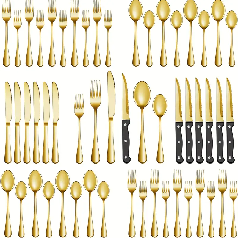 Silvaris | 48-teilige spülmaschinenfeste Besteckkollektion – Moderne Kontrastmuster