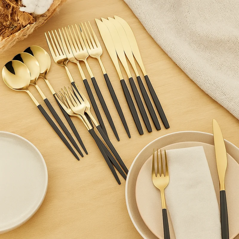 Sterling | 30-teiliges goldenes Edelstahl-Besteckset