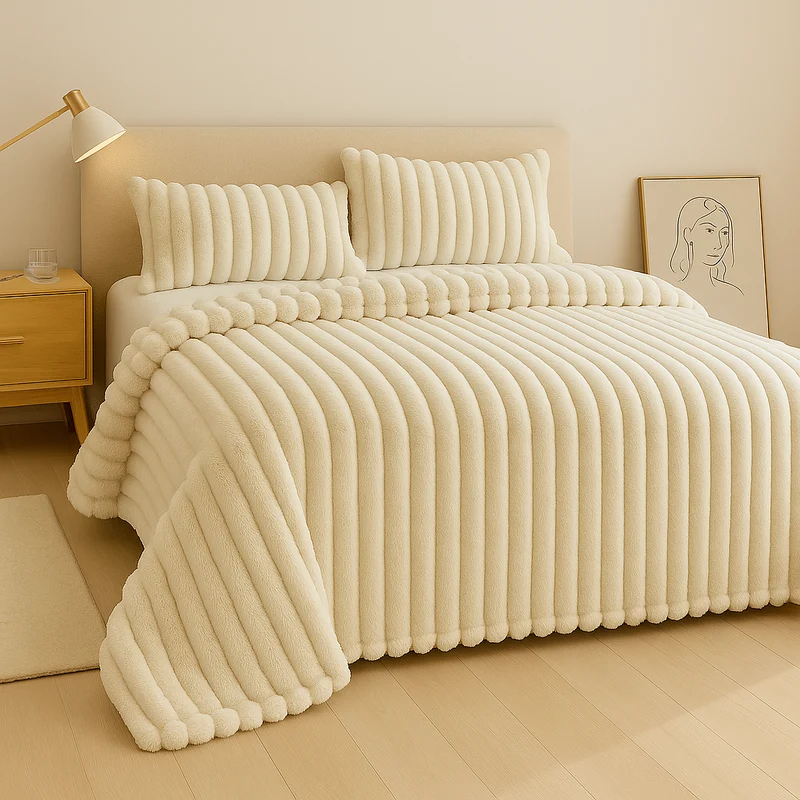 Aurevia | Flanelldecke mit Kordelzug und kuscheliger Felloptik