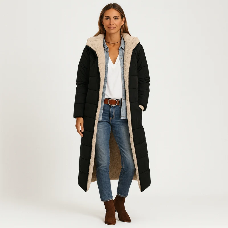 Amara | Wendbarer Wintermantel mit flauschiger Kapuze für Damen