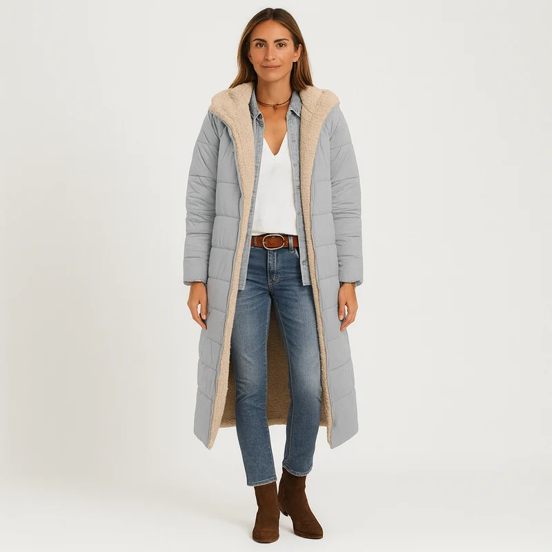 Amara | Wendbarer Wintermantel mit flauschiger Kapuze für Damen