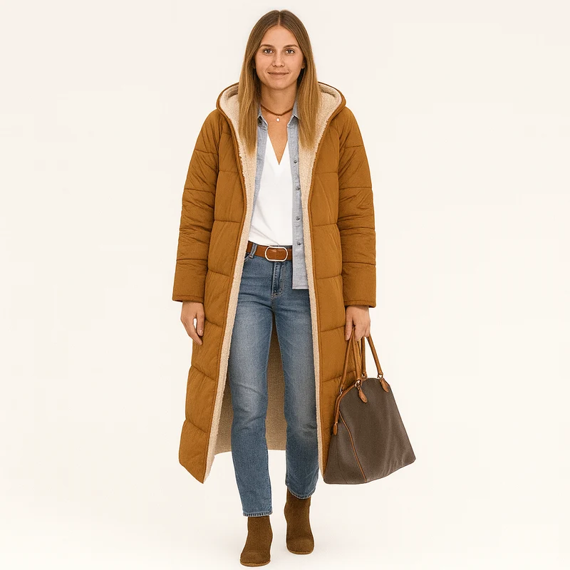 Amara | Wendbarer Wintermantel mit flauschiger Kapuze für Damen