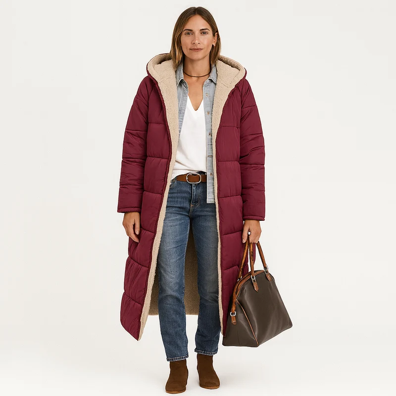 Amara | Wendbarer Wintermantel mit flauschiger Kapuze für Damen