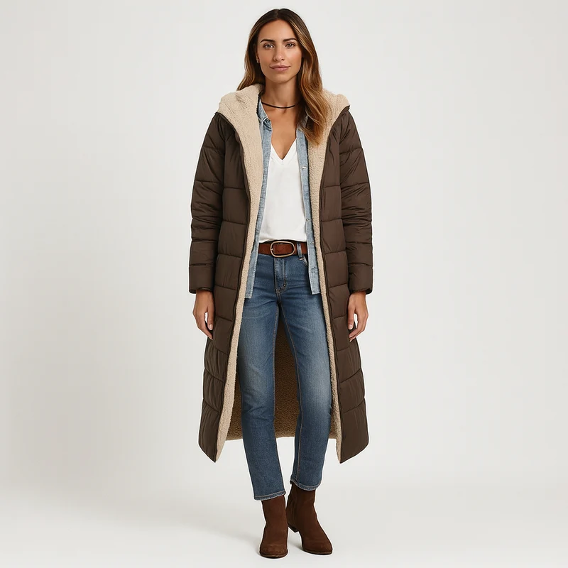 Amara | Wendbarer Wintermantel mit flauschiger Kapuze für Damen