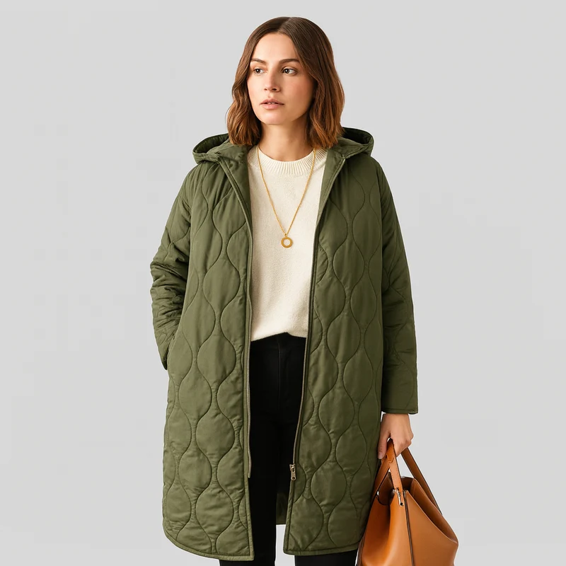 Lorelei | Damen Stepp-Winterjacke Plus Size mit Kapuze und Praktischem Reißverschluss