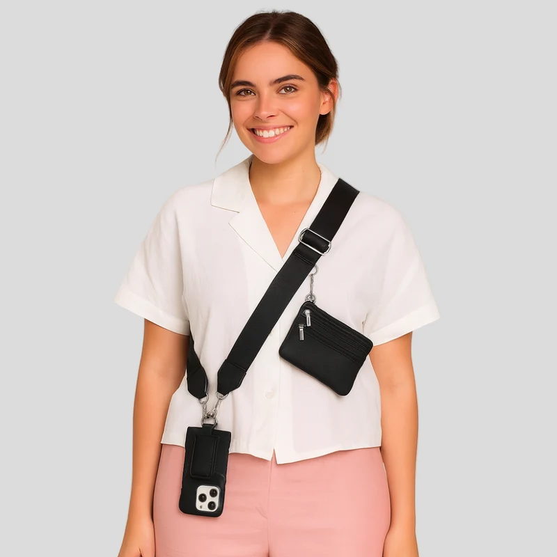 SecureZip | Stilvolle Crossbody-Telefonhalterung mit Geldbörse