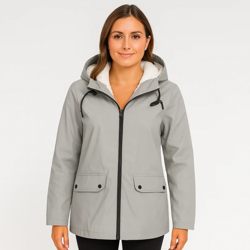 Greta | Damen Übergangsjacke mit Reißverschluss, Kapuze und Taschen
