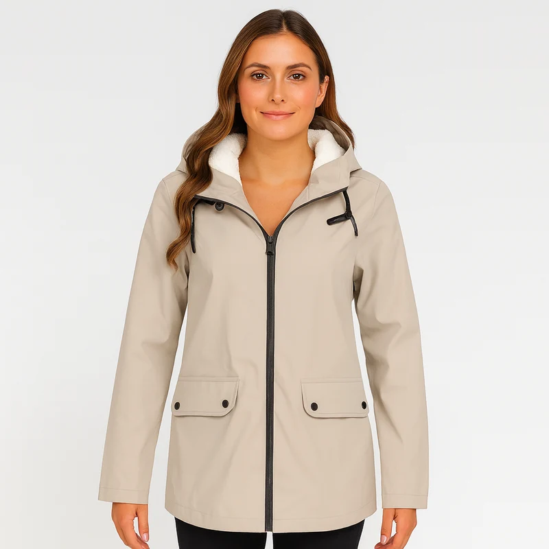 Greta | Damen Übergangsjacke mit Reißverschluss, Kapuze und Taschen