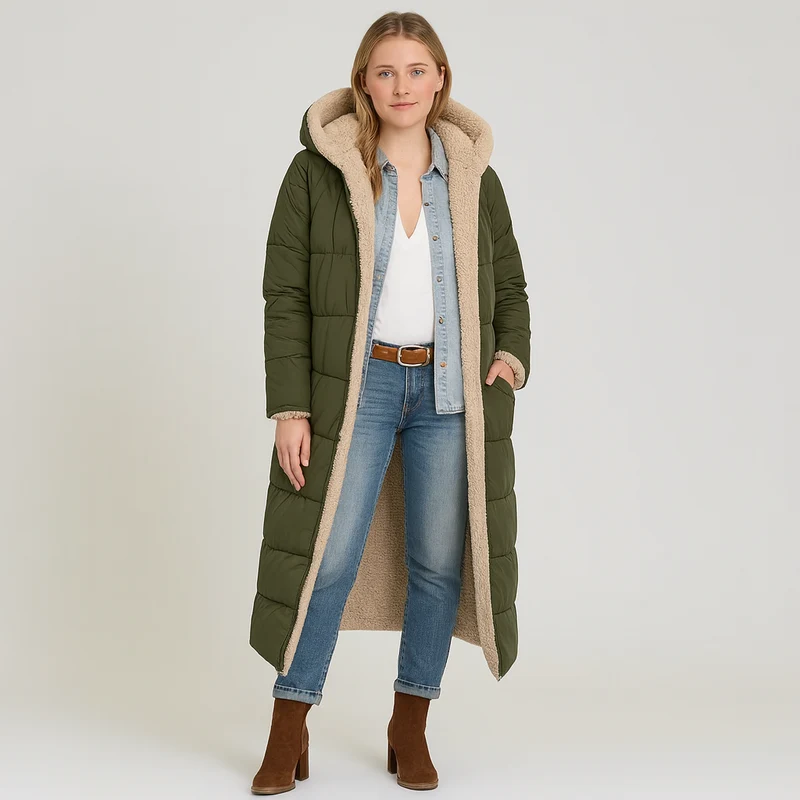 Aurora | Eleganter Wintermantel mit Plüschfutter und Reißverschluss