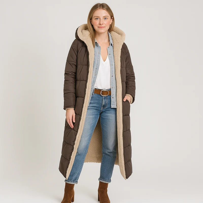 Aurora | Eleganter Wintermantel mit Plüschfutter und Reißverschluss