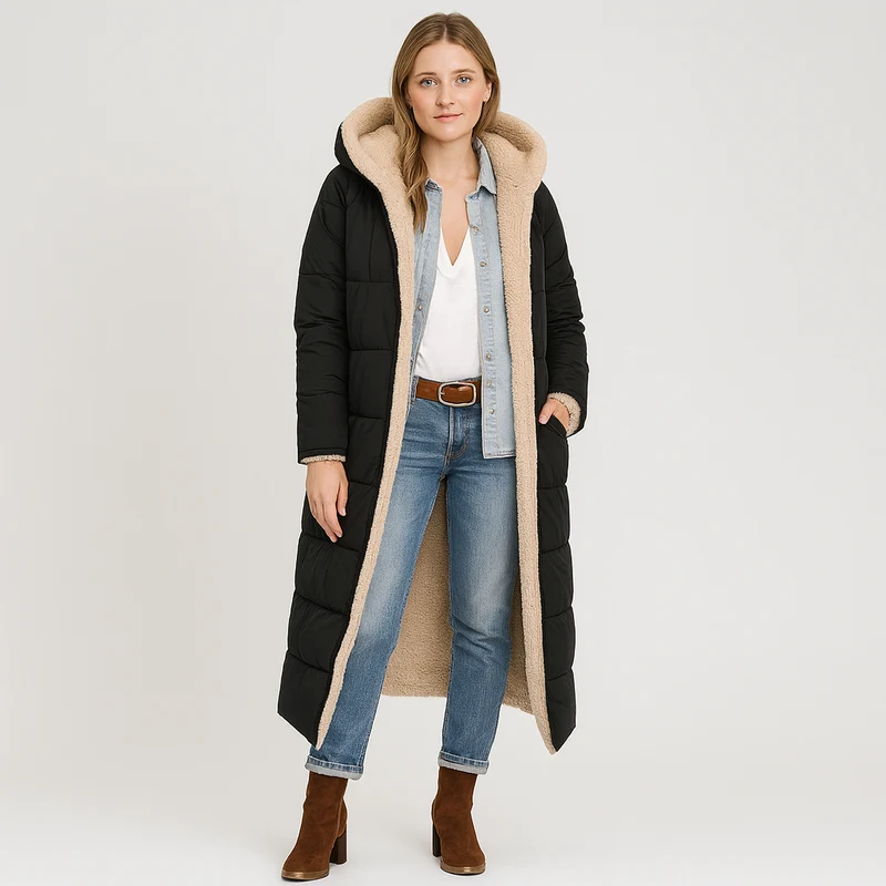 Aurora | Eleganter Wintermantel mit Plüschfutter und Reißverschluss