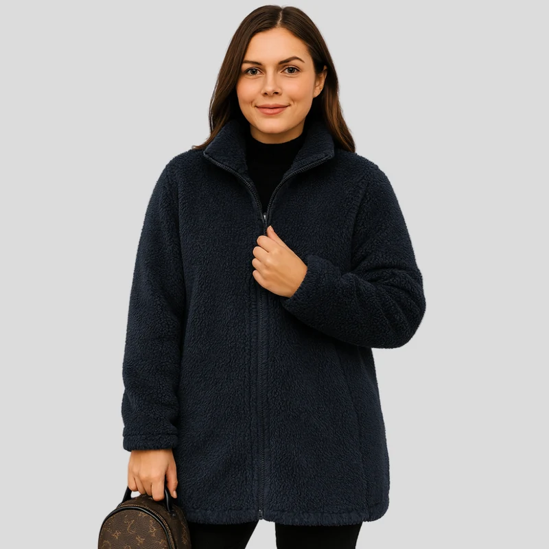 Lena | Damen Teddy-Fleece-Winterjacke mit Reißverschluss