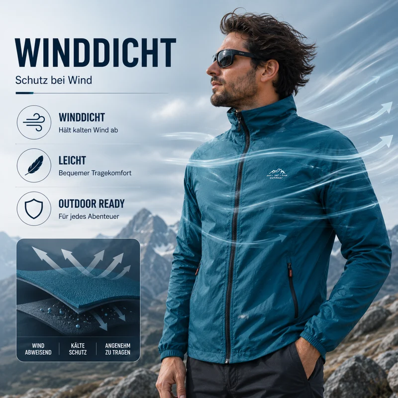 Leichte Winddichte Herren UV-Schutz-Windjacke