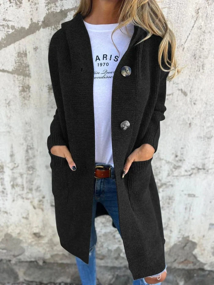 Amelie | Elegante Longline-Strickjacke mit Kapuze für Damen