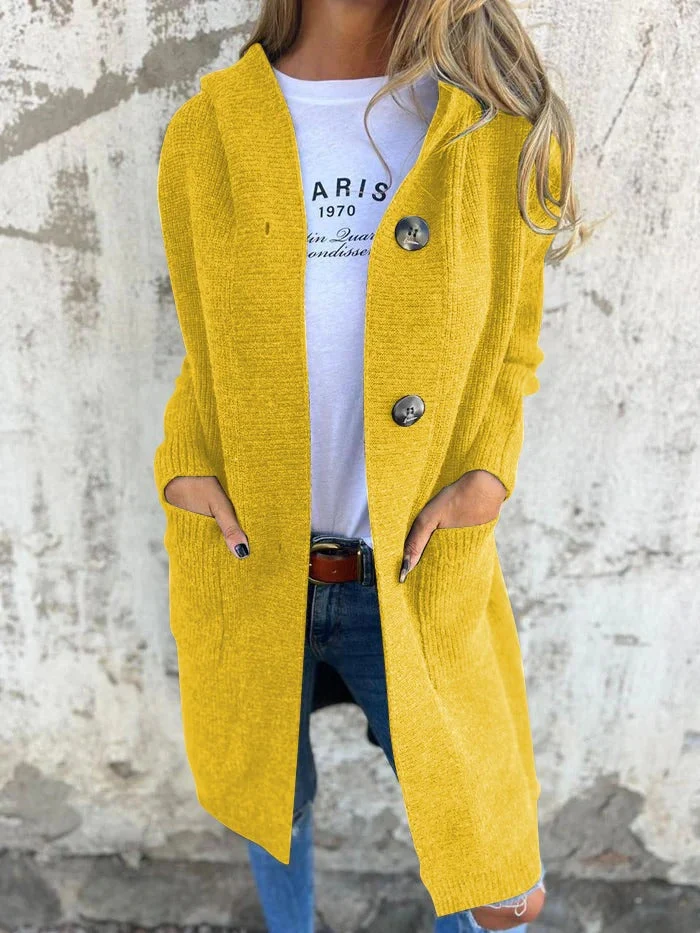 Amelie | Elegante Longline-Strickjacke mit Kapuze für Damen