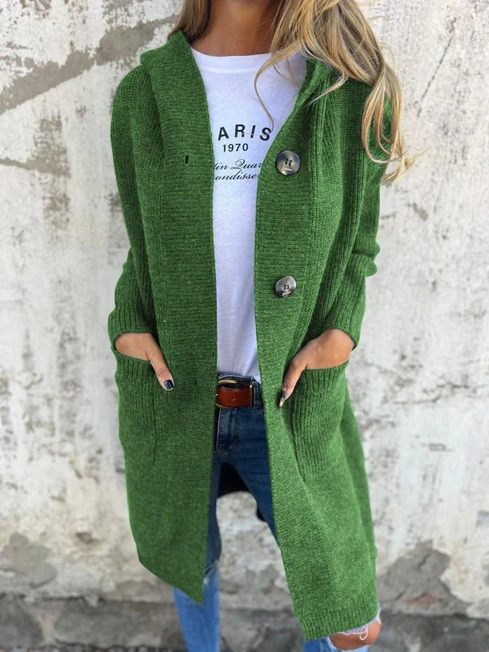 Amelie | Elegante Longline-Strickjacke mit Kapuze für Damen
