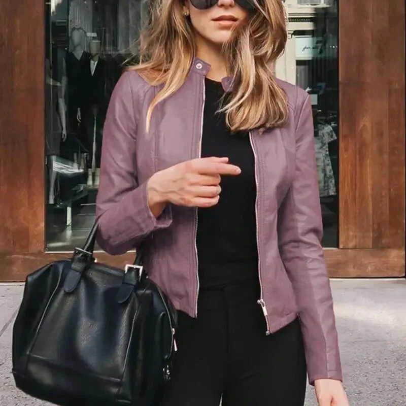 Antonia | Damen Kurze Strukturierte Taillierte Lederjacke