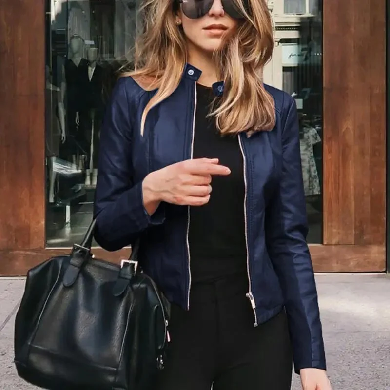 Antonia | Damen Kurze Strukturierte Taillierte Lederjacke