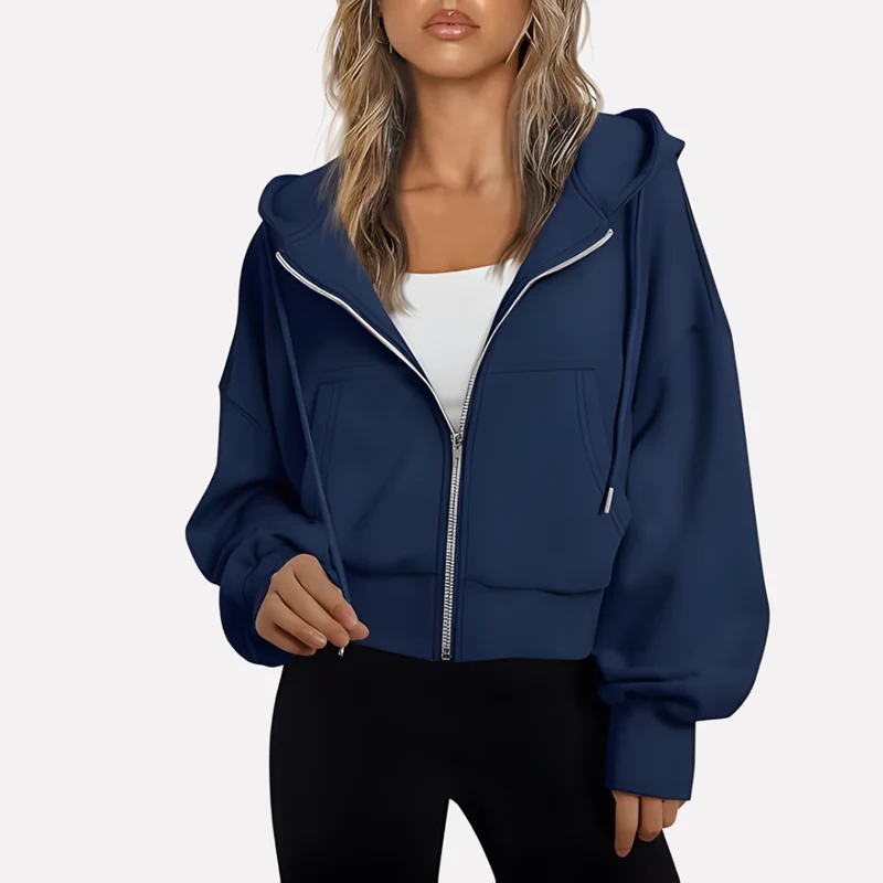 Antonia | Damen Cropped Zip Hoodie Relaxed Fit