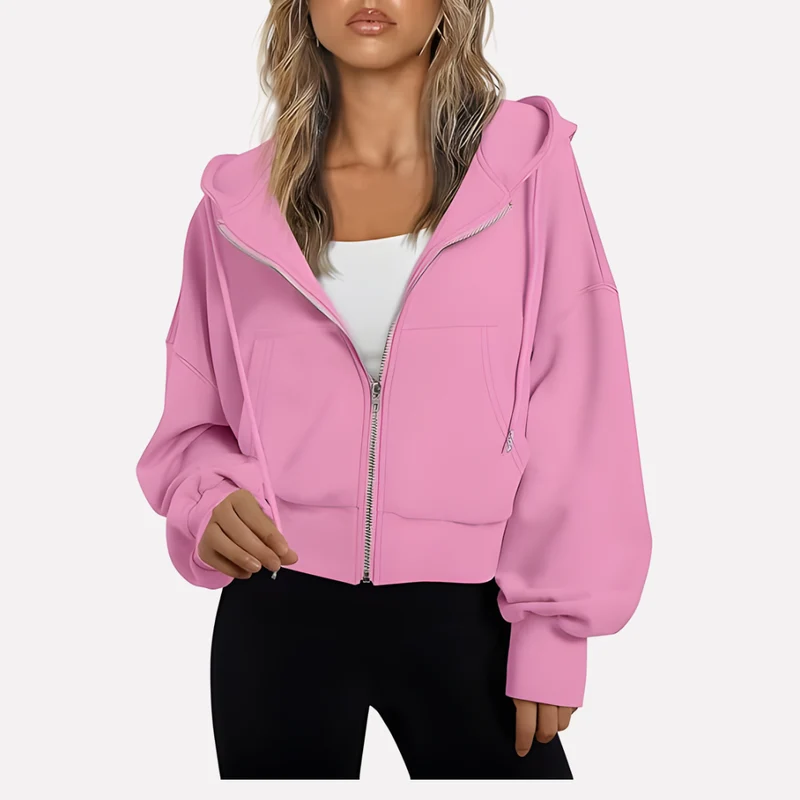 Antonia | Damen Cropped Zip Hoodie Relaxed Fit