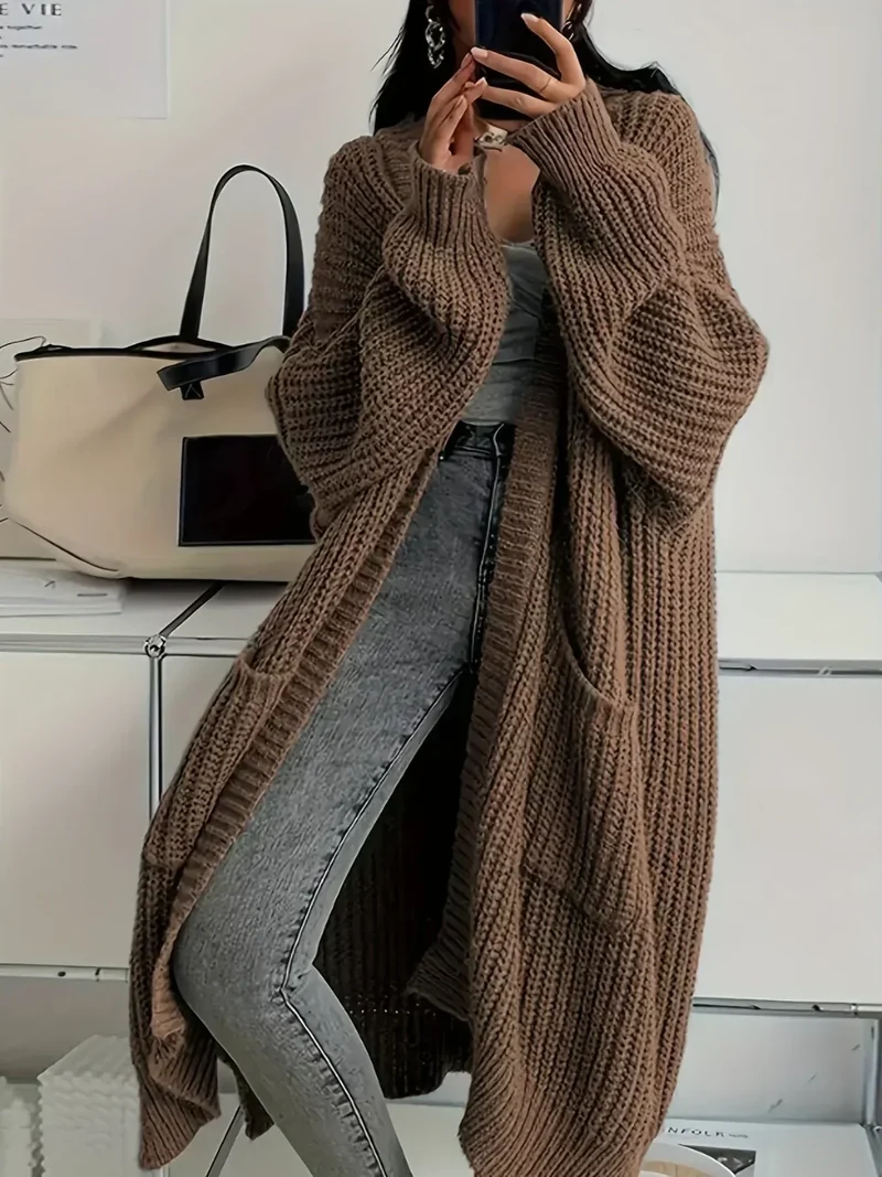 Marlene | Damen lange Oversized-Strickjacke für den Herbst