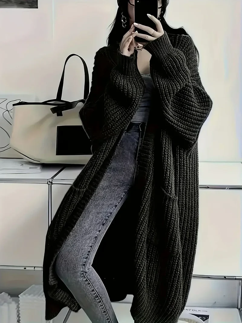 Marlene | Damen lange Oversized-Strickjacke für den Herbst