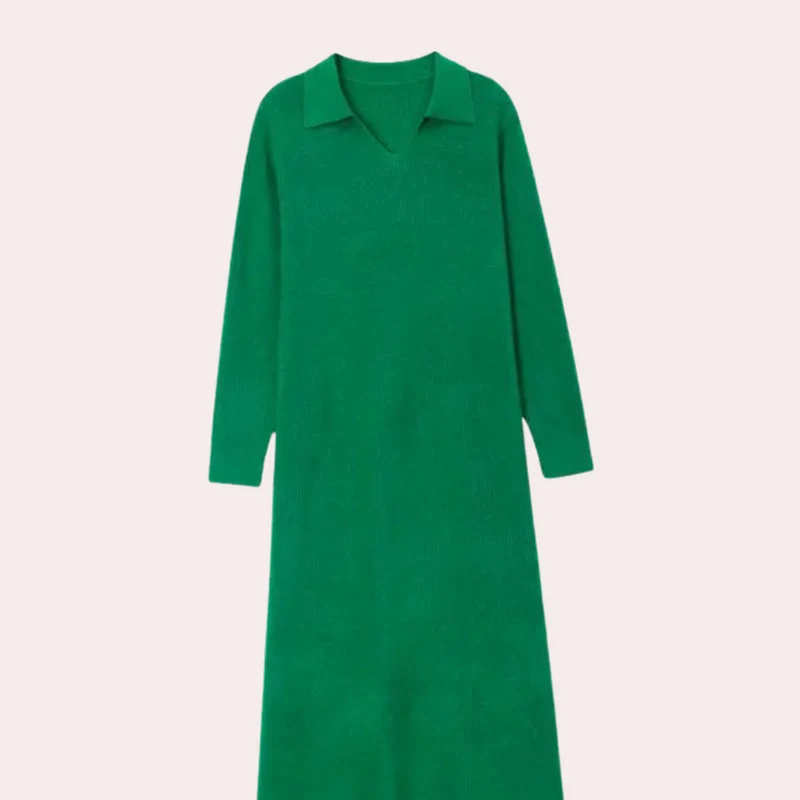 Katharina | Damen Strickkleid Midi mit figurbetonter Passform