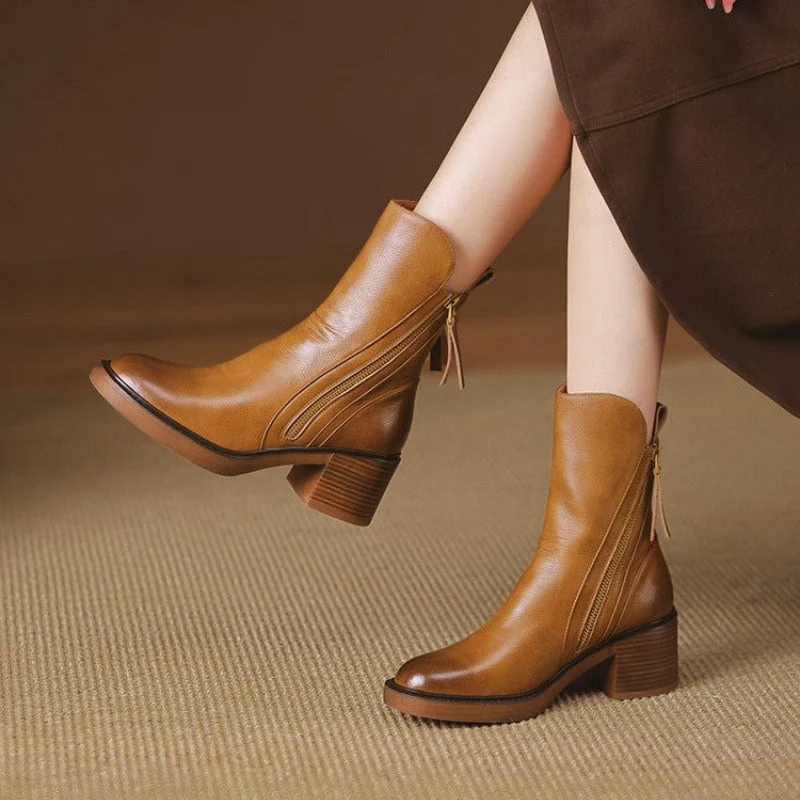 Amelie | Damen Kurzstiefel mit Blockabsatz für Herbst