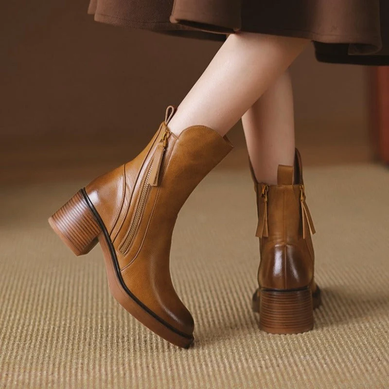 Amelie | Damen Kurzstiefel mit Blockabsatz für Herbst
