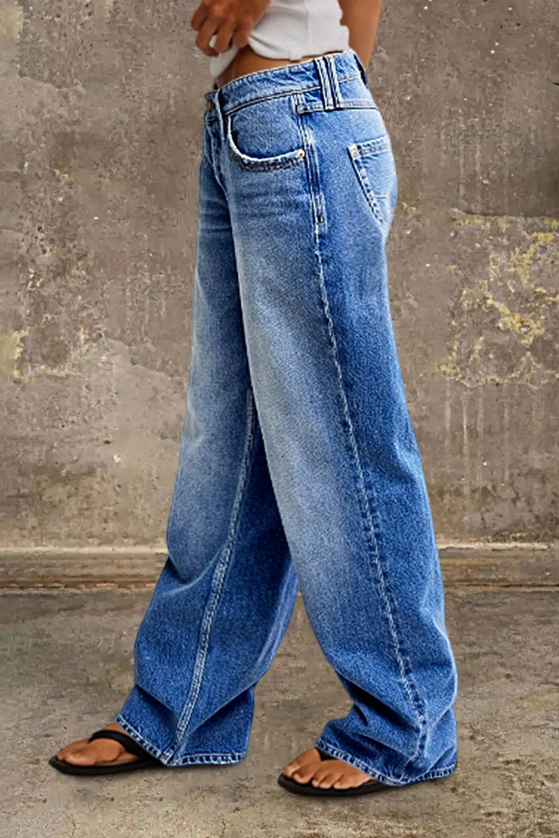 Lena | Klassische gerade Damen Jeans mit mittlerem Bund