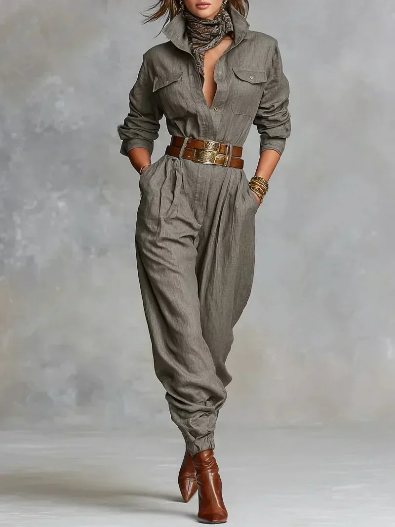 Luisa | Damen Herbstkleid aus Leinen-Baumwolle, Lockerer Schnitt