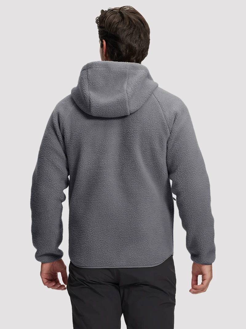 Men's Sherpa Fleece Full-Zip Hooded Jacket with Chest Pocket