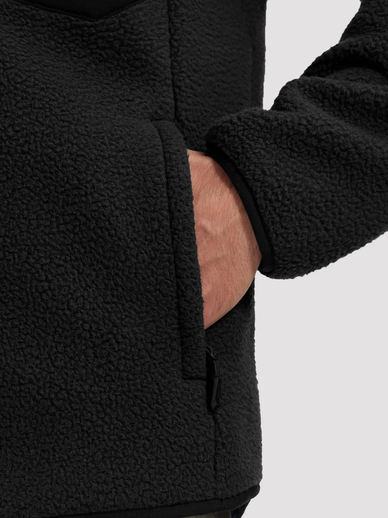 Men's Sherpa Fleece Full-Zip Hooded Jacket with Chest Pocket