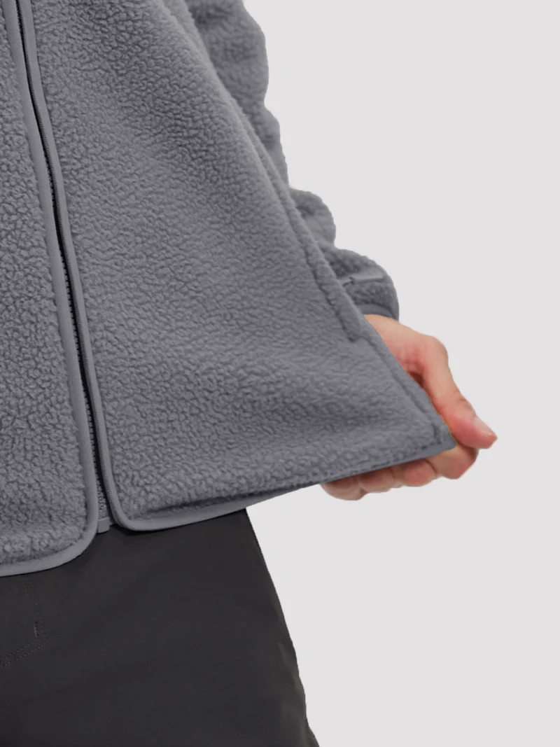 Men's Sherpa Fleece Full-Zip Hooded Jacket with Chest Pocket