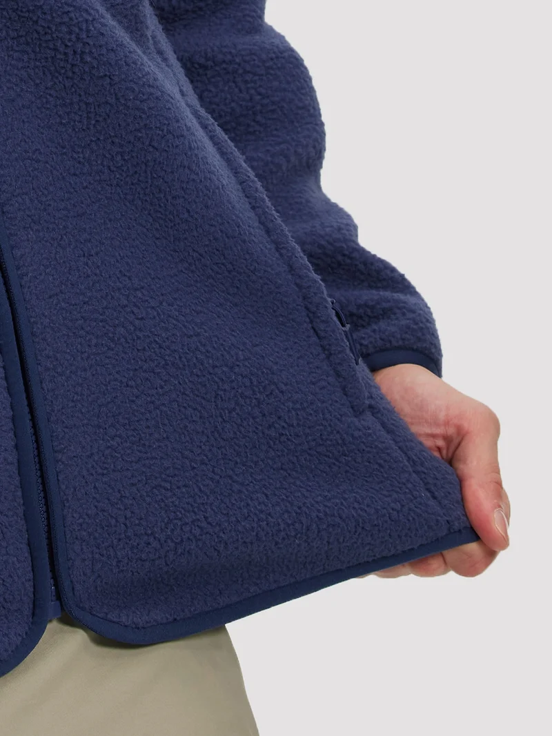 Men's Sherpa Fleece Full-Zip Hooded Jacket with Chest Pocket
