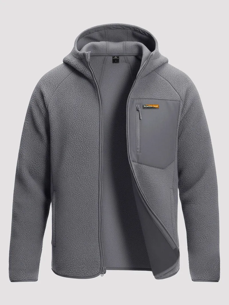 Men's Sherpa Fleece Full-Zip Hooded Jacket with Chest Pocket