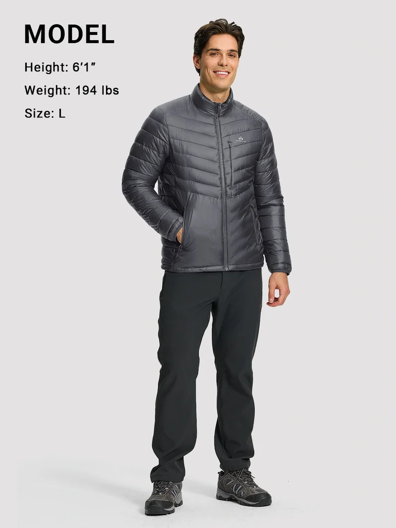 Men's Lightweight Water-Resistant Stand Collar Puffer Jacket