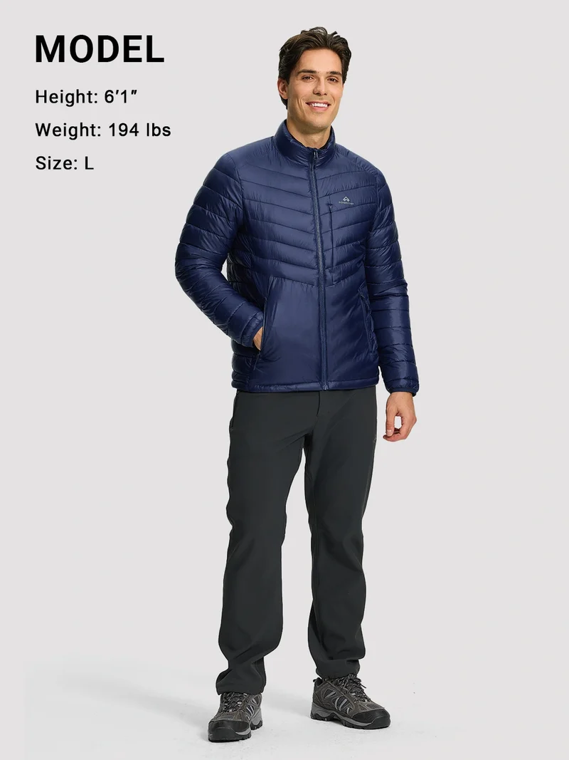 Men's Lightweight Water-Resistant Stand Collar Puffer Jacket