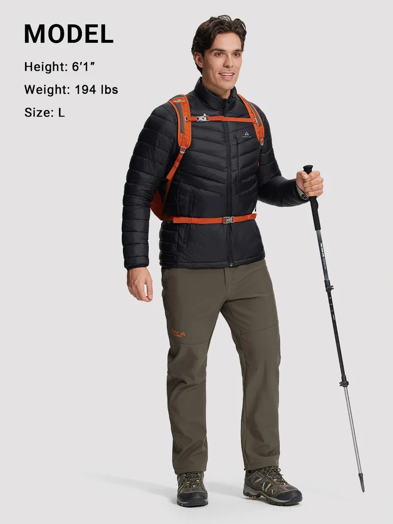 Men's Lightweight Water-Resistant Stand Collar Puffer Jacket