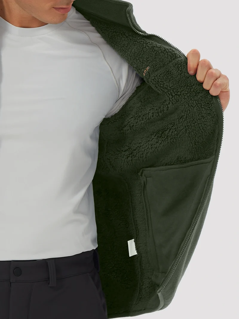 Men's Sherpa-Lined Polar Fleece Full-Zip Winter Jacket