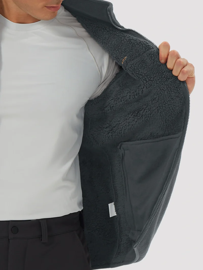 Men's Sherpa-Lined Polar Fleece Full-Zip Winter Jacket