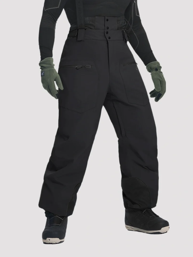 Men's 20K Waterproof 3-Layer Baggy Ski Bibs with Suspenders